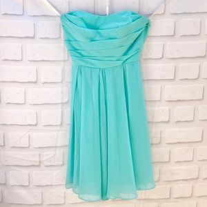 David’s Bridal Short Strapless Light Blue Dress